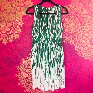 Milly Green and White Striped A Line Dress